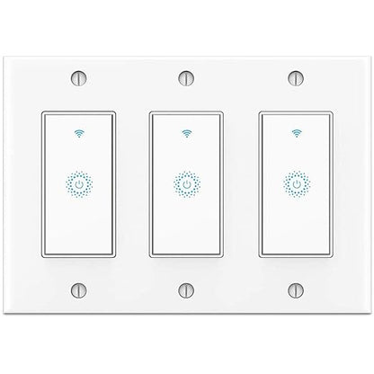 KKCOOL Smart Switch 3 Gang, Smart WIFI Light Switch, Compatible with Alexa Google Home and IFTTT, Voice and Remote Control, No Hub Required, Single-Pole Only