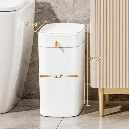 MUEE 3.5 Gal Automatic Bagging Bathroom Trash Can, Motion Sensor, White