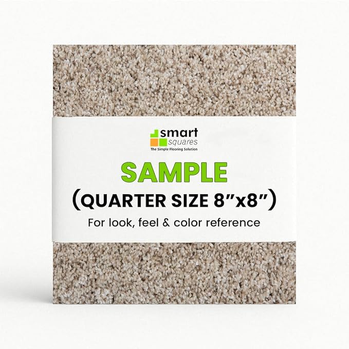 Smart Squares Easy Street Premium Plush Carpet Tiles, Made in USA – 8x8 Peel and Stick Floor Tiles with Attached Padding – Seamless DIY Carpet Squares (0.44 Sq Ft, Sample, 720 Oxford)