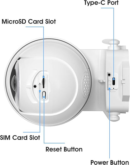ARCCTV 4G LTE Cellular Security Camera Outdoor, Wireless Solar Powered, no WiFi, SIM Card Included, 4MP Color Night Vision, 360° Pan-Tilt, Local/Cloud Storage