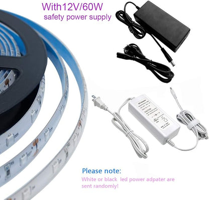 LightingWill Super Bright 60W LED UV Black Light Strip, Waterproof Blacklights 5M/16.4ft 3528SMD 300LED Ultraviolet Light for Party Night Fishing with 12V 5A Power Supply