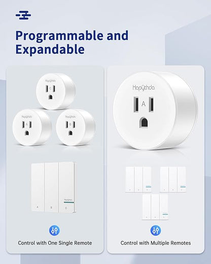 Remote Control Outlet Plug, 15A/1500W Wireless Light Switch for Lights, Fans, Projectors, Kitchen Appliances, 500 Feet RF Range Remote Light Swich Wireless, 3 Outlets & 1 Remote