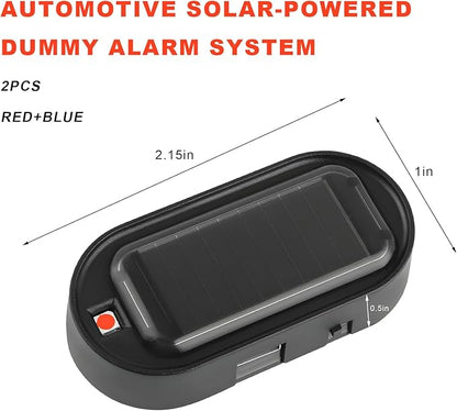 2 PCS Car Solar Power Simulated Dummy Alarm, Anti-Theft Vehicle LED Flash Lamp Security Alarm with Light Sensor, Flashing Security Warning Light Fake Lamp for Car Truck SUV (Red+Blue)