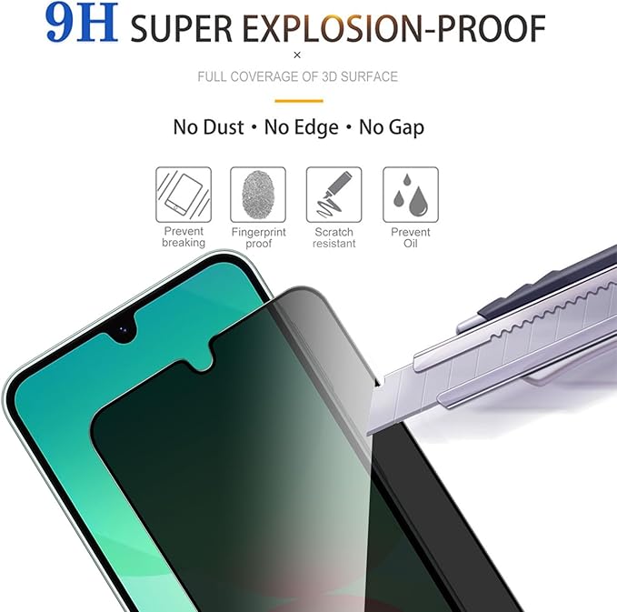 2 Pack Privacy Screen Protector for Samsung Galaxy A26 5G[Anti-Spy Tempered Glass], Ultra HD, Anti-Scratch, Bubble-Free, Easy Install 9H Protective Glass for Galaxy A26