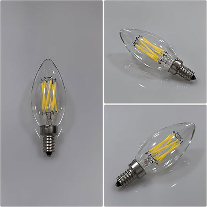 Type B/B11 E12 LED Filament Bulb, 6W/60W Equivalent 5000K Cool White – Clear Glass, Dimmable, Ideal for Chandeliers, Ceiling Fans & Modern Lighting, 6-Pack