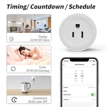 Mengshen 2 Pack Smart Plug 16A Smart Outlet WiFi Socket with Tuya App Remote Control Compatible with Alexa Google Home 16A Smart Life Plug with Timer Function 2.4GHz WiFi Only