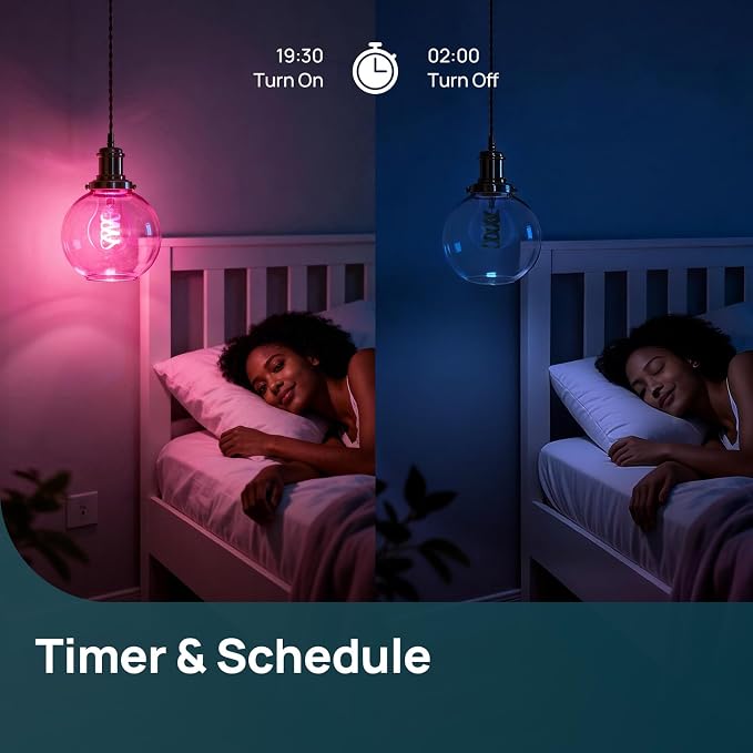 Linkind Matter A19 Smart Light Bulbs, Alexa/Apple Home, 2Pack (Pack of 2) | Smart Edison Bulb, Voice Control, Music Sync, Timer, Tunable White(1800K-6500K), Vintage Decor E26 LED Filament 60W 850LM