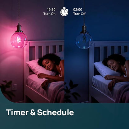 Linkind Matter A19 Smart Light Bulbs, Alexa/Apple Home, 2Pack (Pack of 2) | Smart Edison Bulb, Voice Control, Music Sync, Timer, Tunable White(1800K-6500K), Vintage Decor E26 LED Filament 60W 850LM