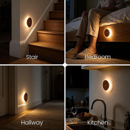 Wood Motion Sensor Night Light Indoor, Rechargeable Magnetic Light