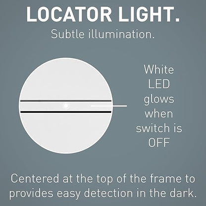 Legrand Radiant 450W Preset Decorator Rocker LED Dimmer Light Switch, with Locator & Screwless Wall Plate, For Dimmable LED and CFL Bulbs, RH453PWPW, Single Pole/3-Way, White, 1 Count