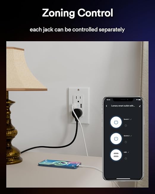 Lumary Smart Outlet, 2 USB Ports & 2 Plugs, 15 Amp WiFi USB Outlet Works with Alexa Google Home, ETL FCC Certified, Timer, Tamper-Resistant, 4Pack