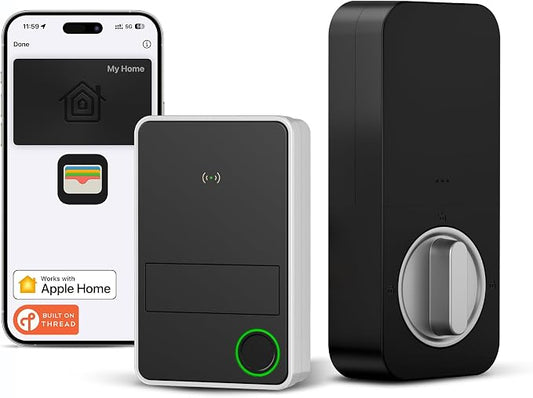 ThorBolt X3 Smart Home Key Keyless Entry Fingerprint Door Lock, Silver | with Apple Home Key, 8xAA Alkaline Batteries, Works with HomeKit Over Thread, 5 Ways to Unlock, IP65 Weatherproof