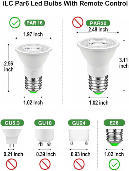 ILC Par16 LED Light Bulbs 40 Watt Equivalent Color Changing E26 Screw 45°, 12 Colors Dimmable Daylight White 5000K RGB LED Spot Light Bulb with 5W Remote Control,(Pack of 4)