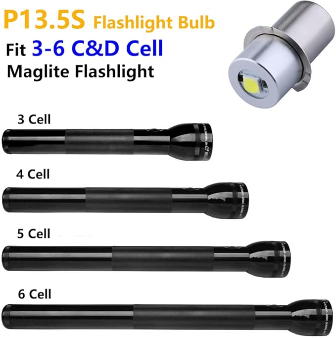 Upgrade LED Bulb White 3W DC 4-12V LED Flashlight Bulb Replacement Part Compatible for MagLite Flashlights Torch 3-6 Cell C&D