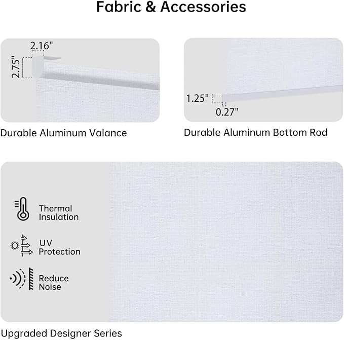 Motorized Coupled Shades, Light Filtering Smart Blinds for Large Windows Automatic Blinds Compatible with Alexa, Electric Roller Shades Customized for Living Room Home Office(Plain White)