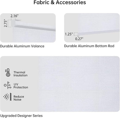 Motorized Coupled Shades, Light Filtering Smart Blinds for Large Windows Automatic Blinds Compatible with Alexa, Electric Roller Shades Customized for Living Room Home Office(Plain White)