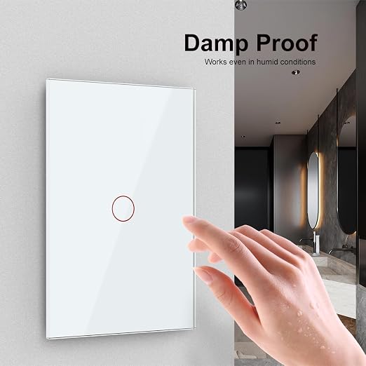 LIVOLO 1 Circle 1 Way Modern Electrical Light Switch Single Pole Wall Switch Touch Light Switch with Led Indicator,No Neutral Wire,White… | Tempered Glass Switch with Led Indicator,No Neutral Wire Required,Touch control,LED indicator, single pole