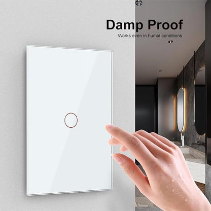 LIVOLO 1 Circle 1 Way Modern Electrical Light Switch Single Pole Wall Switch Touch Light Switch with Led Indicator,No Neutral Wire,White… | Tempered Glass Switch with Led Indicator,No Neutral Wire Required,Touch control,LED indicator, single pole
