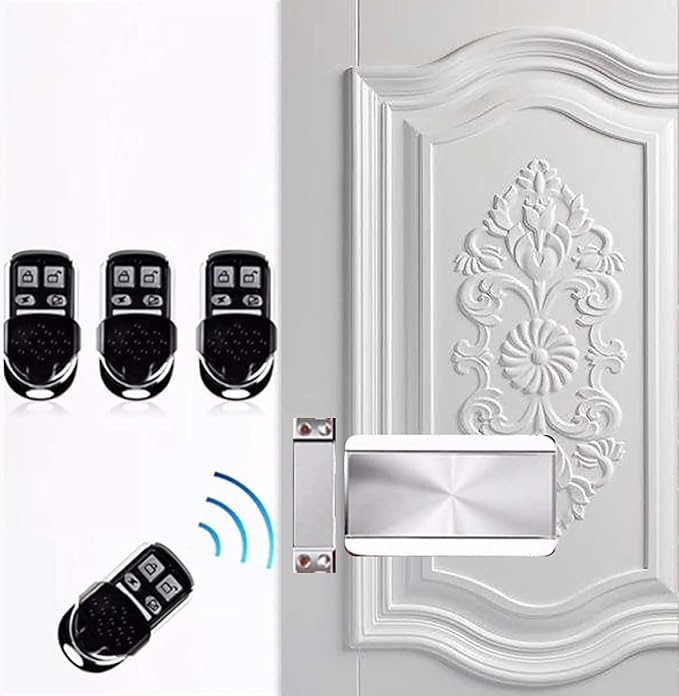 Electronic Deadbolt Door Lock, High Quality Anti-Theft Remote Deadbolt Door Lock Zinc Alloy Remote Lock for Door with 4 Remote Control for Home Office - Remotes Unlocking