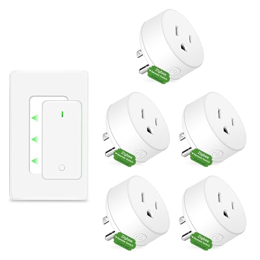 NineLeaf Zigbee Smart Remote Outlet with Wall Decor Switch,Zigbee Repeater,Wireless Plug with APP & Voice Control, Compatible with Alexa &Google Assistant, Timer & Schedule,1 Switch+5 Outlets