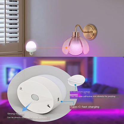 Rechargeable Light Bulb RGB Bulb with Remote, 2000 mAh LED w/Timer & Dimmable, Portable Emergency Operated Bulb w/Hook, Camping Lantern for Tent Hiking Fishing Outdoor Home Power Failure
