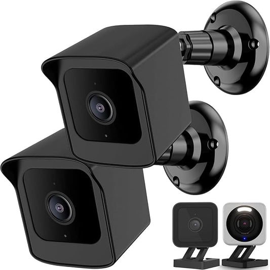 PEF Mount for All-New Wyze Cam V4/Cam V3, Weatherproof Protective Cover and 360 Degree Adjustable Wall Mount Solid Housing for Wyze V4 and V3 Outdoor Indoor Smart Home Camera System (Black, 2 Pack)