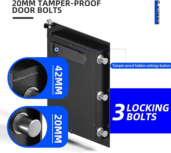 XDeer 1.69 CuFt Biometric Safe with Fireproof Bag, Home Safe for 4 Pistols | Fingerprint Safe Box with Backlit Keypad & LED Light, Money Safe for Cash/Jewelry//Documents/Gun, Removable Shelf & Gun Rack