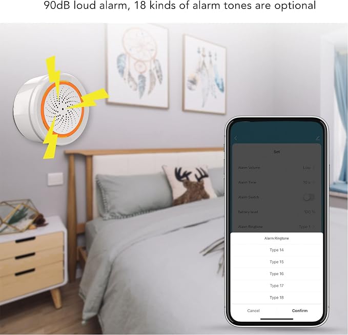 Walfront Smart Security Alarm Wireless Home Alarm System with 90dB Siren 18 Tones APP Control 2.4GHz for Burglar Door Sensor Motion Detector (for ZigBee)