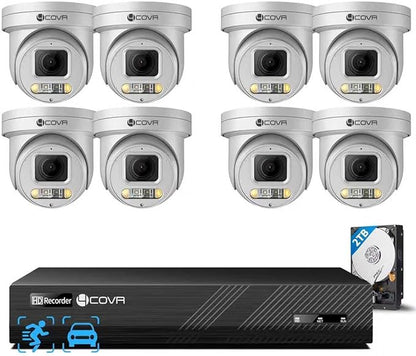 4COVR PoE PTZ Security Camera System 8 Channel 4K, 8X 8MP IP PTZ Camera Two Way Audio, 280? Pan 90? Tilt 5X Optical Zoom, Smart Color Night Vision, Human Vehicle Detection, NVR 2TB HDD, LY5XCP8M0808