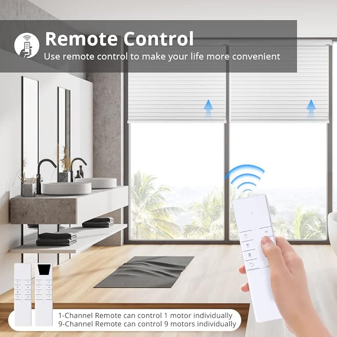 Blindsmart Motorized Roller Shade, 1-Channel Remote, Tuya APP Control, Alexa, for 38 mm Tube, 13x2.5x2.5 inches, 1.31 lbs, Plastic, Indoor, Window, Office, Motorized Lift