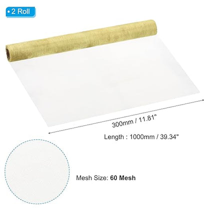 PATIKIL Brass Woven Wire Mesh Screen Roll 39x12, 2 Roll 60 Mesh Filter Metal Coarse Dense Gauze Mesh for Window Security Vent Cover Filtration Animals Fence, Yellow
