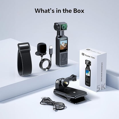BOBLOV 5K Body Camera with Microphone, W5 Vlogging Camera, 5K/15FPS and 4K/60FPS with 270° Rotating Lens, External Mic Support, Clip/Strap Options, EIS Stabilization for Meeting, and Daily Use (64GB)