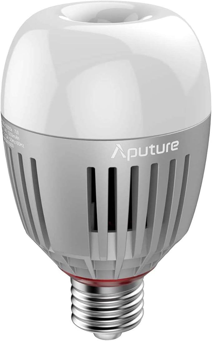 Aputure Accent B7C Smart Led Light Bulbs 7W RGBWW,2000k-10000k Bi Color,CCT/HSI/FX Mode,App Control Built-in Battery, E26/E27 Socket One Pack