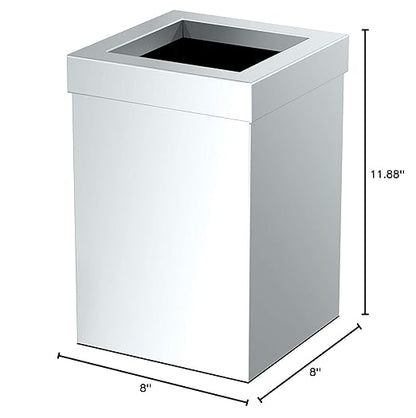 Gatco Small Bathroom Trash Can With Lid, Square 3 Gallon Stainless Steel Wastebasket, Under Sink, Chrome, For Bathroom, Bedroom, Office (1913)