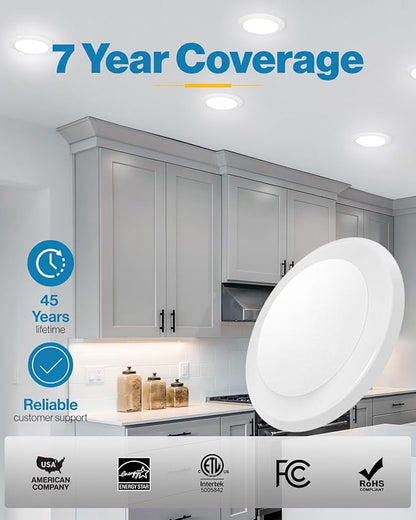 Sunco 6 Pack LED Disc Lights Ceiling 6 Inch, Flush Mount Disk Light, Recessed Can Lighting, 1050 LM, 15W (75W Equivalent), 6000K Daylight Deluxe, Dimmable, Damp Rated ETL