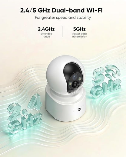 Pet Camera, Indoor Camera Wireless, 2.5K 4MP Home Monitor for Dog Kids Elderly Cat, 355° Pan Tilt, Color Night Vision, 2.4/5GHz WiFi, Motion Alerts, 2-Way Audio