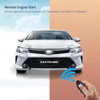 EASYGUARD EC002-NI-NS FSK Technology Rolling Code smart Key pke car Security Alarm System with Passive keyless Entry auto Start Stop keyless go & Touch Password Entry Backup