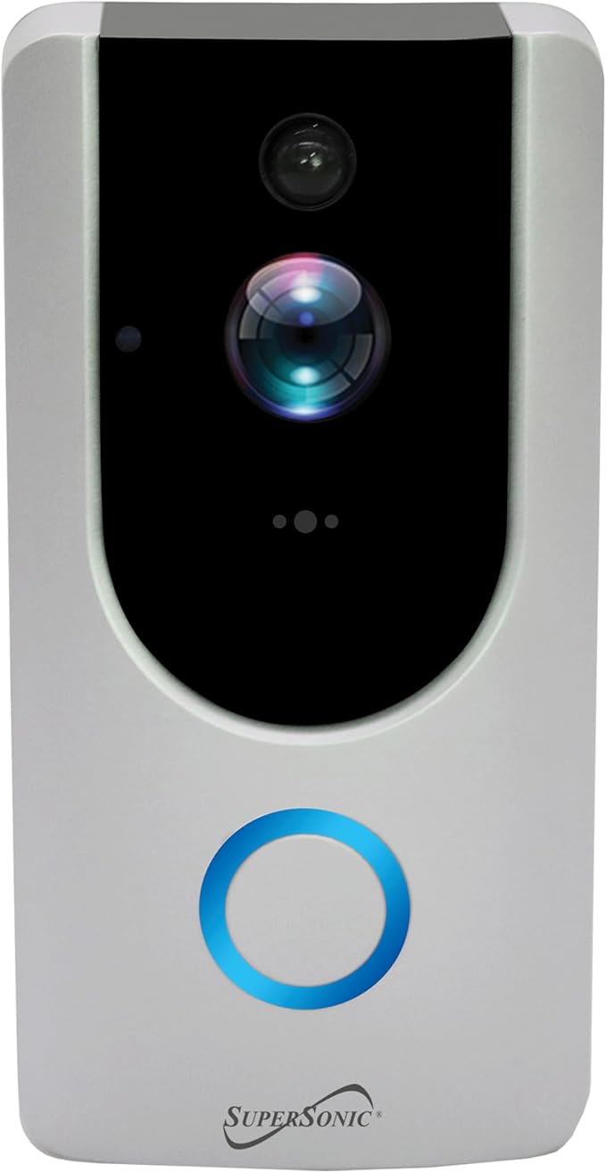 Supersonic SC-5000VD Smart WiFi Doorbell Camera, with 1080P HD Video Recording, Voice Call Intercom, Infrared Night Vision, Remote Monitor, Intercom, Trigger, Built-in SD Card, No Wire Connection