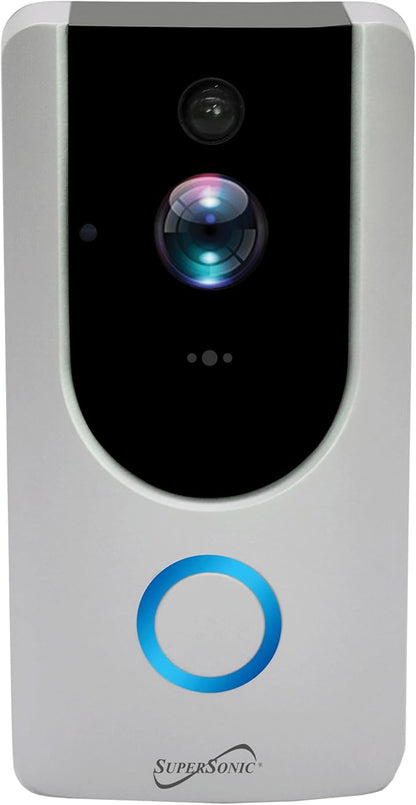 Supersonic SC-5000VD Smart WiFi Doorbell Camera, with 1080P HD Video Recording, Voice Call Intercom, Infrared Night Vision, Remote Monitor, Intercom, Trigger, Built-in SD Card, No Wire Connection