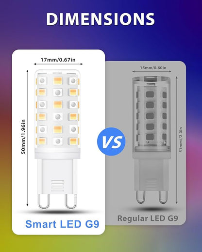 G9 Smart Light Bulb, Compatible with Alexa and Google Assistant, Color Changing Smart Led Bulbs, Dimmable and Tunable, Pack of 4