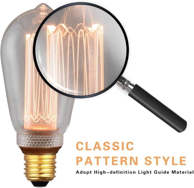 Vintage Edison Light Bulb, Decorative Dimmable LED Bulb, 3.5W Low Lumen Eye-Caring Soft Dim Lighting for Mood(Not Daylight White), Virtual Squirrel Cage Filament, E26 Medium Base, Clear RN ST64