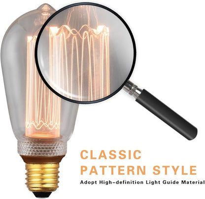 Vintage Edison Light Bulb, Decorative Dimmable LED Bulb, 3.5W Low Lumen Eye-Caring Soft Dim Lighting for Mood(Not Daylight White), Virtual Squirrel Cage Filament, E26 Medium Base, Clear RN ST64