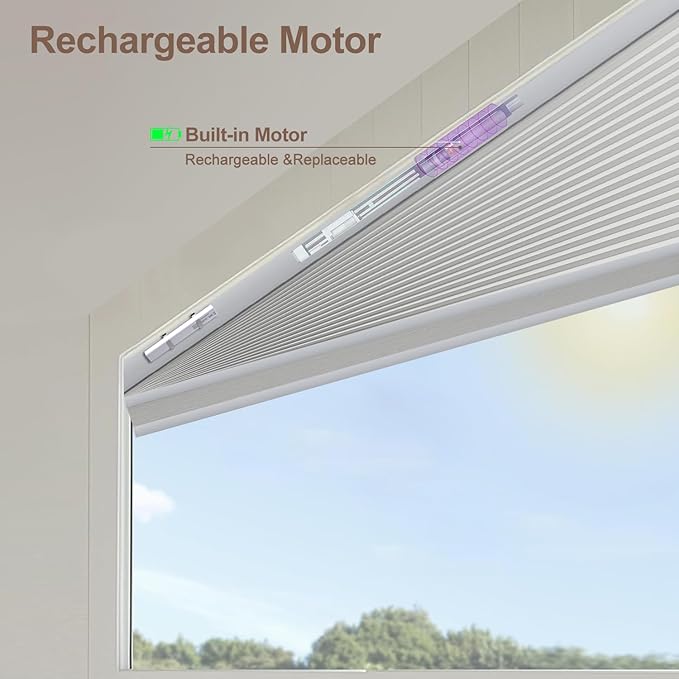 Godark Smart Angled Customized Blackout Honeycomb Blinds Suitable for Trapezoidal/Triangular/Polygonal Windows Motorized Cellular Shades Compatible with Alexa/Google Home/Tuya APP-Ligth Grey