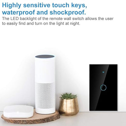 Switch, Remote Switch with Highly Sensitive Touch Keys, Suitable for 1-Way AC(Black)