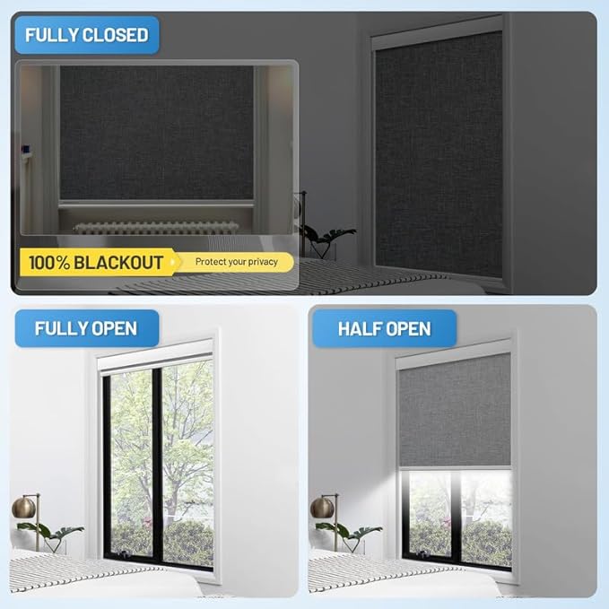 Motorized Blinds with Remote, [Free Solar Panels] Cordless Smart Blinds with Valance Cover, Blackout Electric Blinds with Remote Control, Automatic Roller Shades for Windows Light Gray 23" W x 72" H