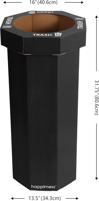happimess Fleur 25 Gal Trash Can Bin, Charcoal Black, Set of 2