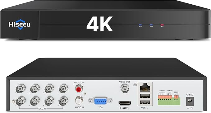 Hiseeu 4K 8 Channel DVR Security Digital Video Recorder Advanced 8MP DVR with Person Vehicle Detection for CCTV Security Camera,AHD/TVI/CVI/CVBS/IPC,Remote Access,No Monthly Fee,No Hard Drive
