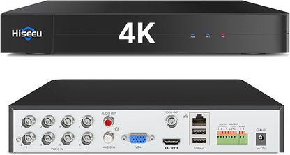 Hiseeu 4K 8 Channel DVR Security Digital Video Recorder Advanced 8MP DVR with Person Vehicle Detection for CCTV Security Camera,AHD/TVI/CVI/CVBS/IPC,Remote Access,No Monthly Fee,No Hard Drive