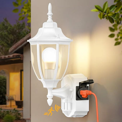 Porch Lights with Outlet, Motion Sensor Outdoor Lights