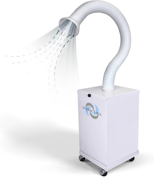 Extract-All Salon Fume Extractor and Source Capture Salon Air Purifier for Toxic Fumes & 3-Stage Filtration, Dust Collector & Air Filtration for Salons, Spas, Craft Workshops (SPA1, White)